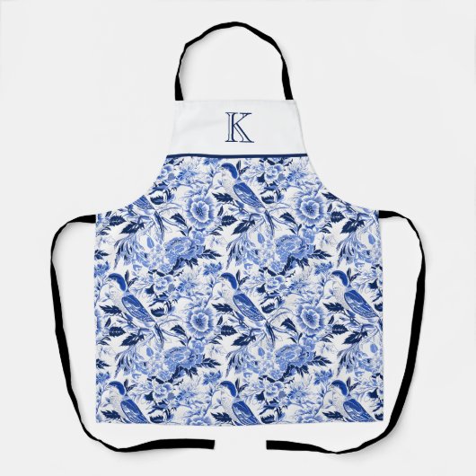 Blue Bird Chinoiserie Monogram  エプロン (正面)