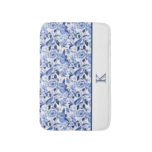 Blue Bird Chinoiserie Monogram  バスマット (正面縦)