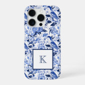 Blue Bird Chinoiserie Monogram  iPhoneケース (裏面)