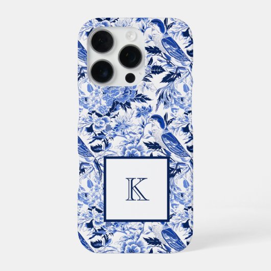 Blue Bird Chinoiserie Monogram  iPhoneケース (裏面)
