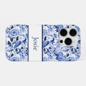 Blue Bird Chinoiserie Monogram iPhoneケース (裏面横)
