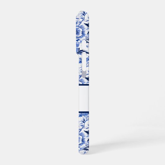 Blue Bird Chinoiserie Monogram  iPhoneケース (左側面)