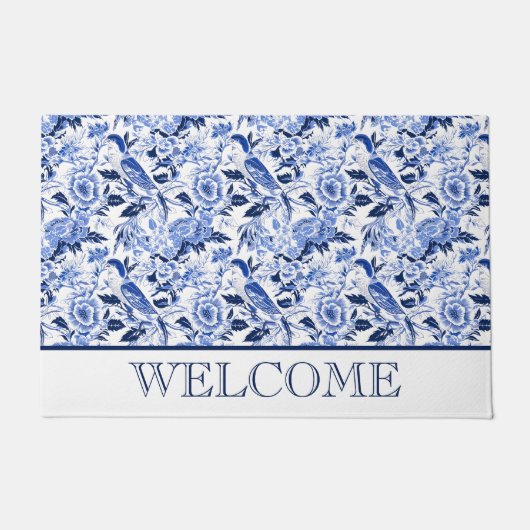 Blue Bird Chinoiserie Welcome ドアマット (正面)