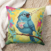 Blue Bird Cozy Throw Pillow  クッション (ブランケット)