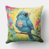 Blue Bird Cozy Throw Pillow  クッション (裏面)