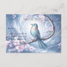 Blue Bird Floral Baby Shower エンクロージャーカード