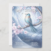 Blue Bird Floral Baby Shower Invitation 招待状 (正面)
