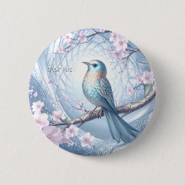 Blue Bird Floral Button 缶バッジ