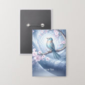 Blue Bird Floral Button 缶バッジ (正面/裏面)