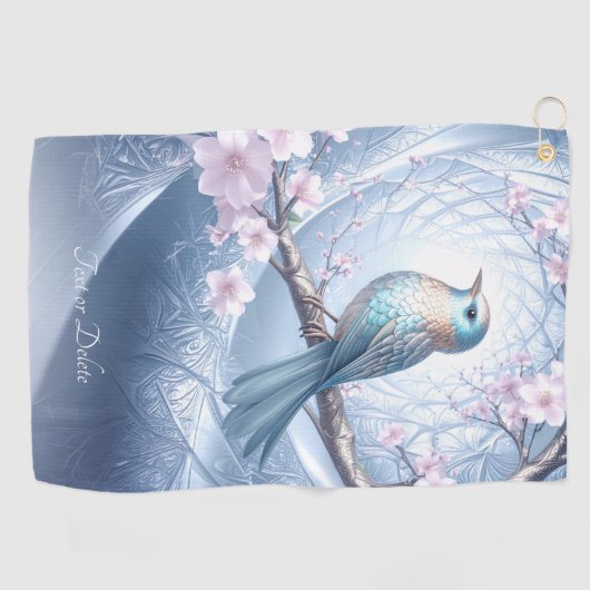 Blue Bird Floral Golf Towel ゴルフタオル (横)