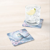 Blue Bird Floral Paper Coaster スクエアペーパーコースター (インサイチュ)