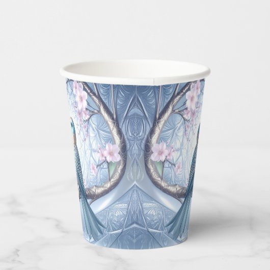 Blue Bird Floral Paper Cups 紙コップ (右)