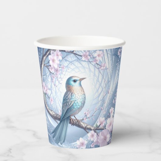 Blue Bird Floral Paper Cups 紙コップ (正面)