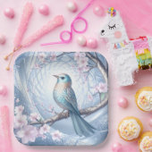 Blue Bird Floral Paper Plate ペーパープレート (パーティー)