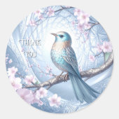 Blue Bird Floral Sticker ラウンドシール (正面)