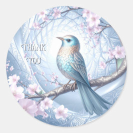 Blue Bird Floral Sticker ラウンドシール
