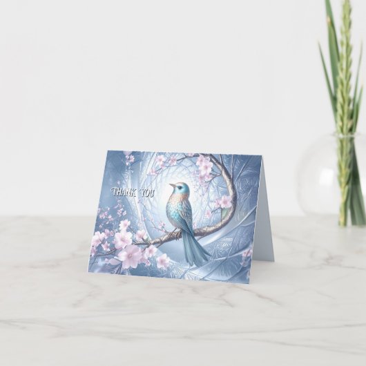 Blue Bird Floral Thank You Card サンキューカード (正面)
