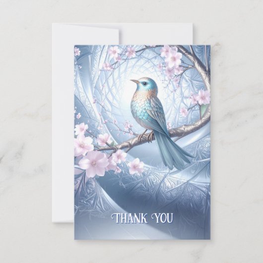 Blue Bird Floral Thank You Card サンキューカード (正面)