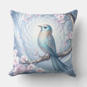 Blue Bird Floral Throw Pillow クッション (正面)