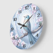 Blue Bird Floral Wall Clock ラージ壁時計 (傾斜)