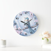 Blue Bird Floral Wall Clock ラージ壁時計 (ホーム)
