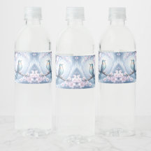 Blue Bird Floral Water Bottle Label