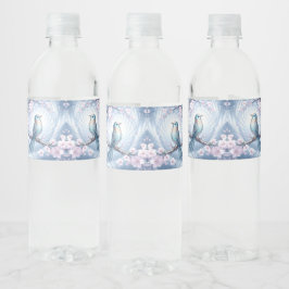 Blue Bird Floral Water Bottle Label ペットボトルラベル