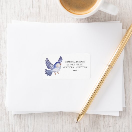 Blue Bird Flying Address Labels ラベル (インサイチュ)