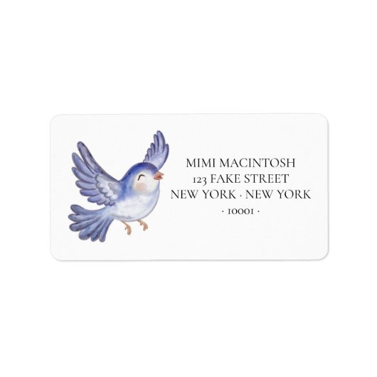Blue Bird Flying Address Labels ラベル (正面)