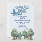 Blue Bird Flying into One, 1st Birthday 招待状 (正面)