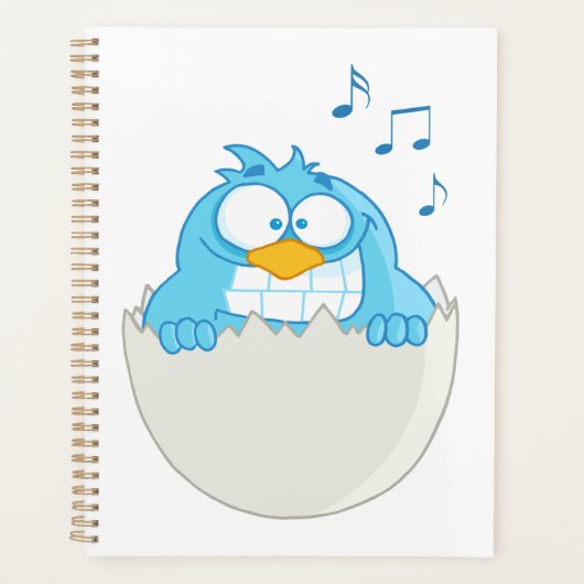 Blue Bird Hatching from Egg Singing Funny Animal プランナー手帳 (正面)