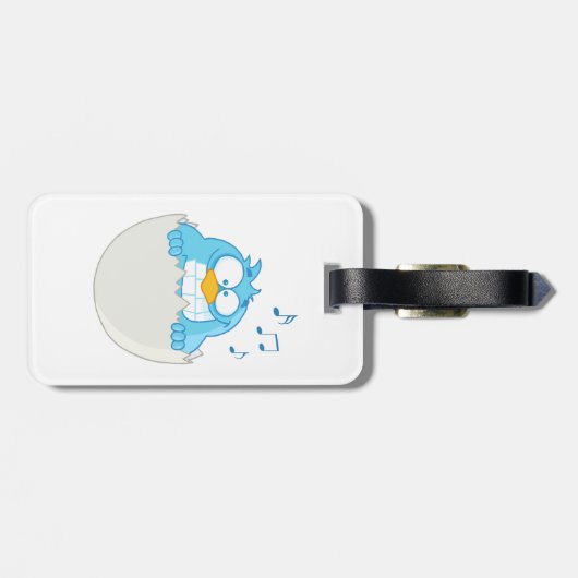 Blue Bird Hatching from Egg Singing Funny Animal ラゲッジタグ (裏面横)