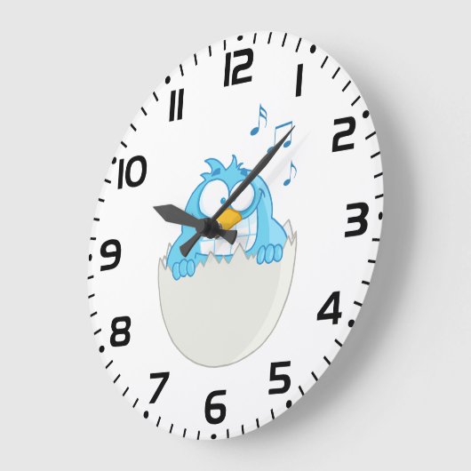 Blue Bird Hatching from Egg Singing Funny Animal ラージ壁時計 (傾斜)