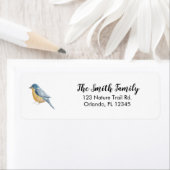 Blue Bird Nature Painting Return Address ラベル (インサイチュ)