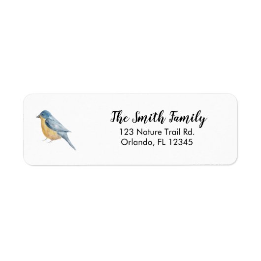 Blue Bird Nature Painting Return Address ラベル (正面)