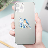 Blue bird with blue flowers シール (スマートフォン)