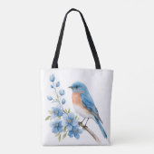 Blue bird with blue flowers トートバッグ (裏面)