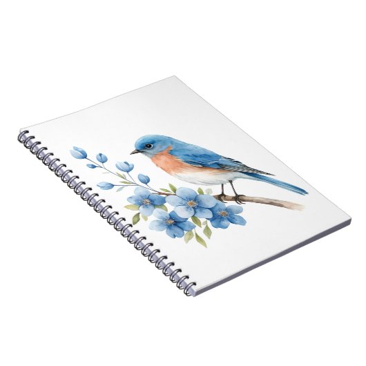 Blue bird with blue flowers ノートブック (右側)