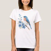 Blue bird with blue flowers tシャツ (正面)