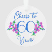 Blue Birdie Forget Me Not Flowers 60th Birthday オーナメント (裏面)