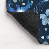 Blue Birds and Floral Harmony Seamless Pattern マウスパッド (コーナー)