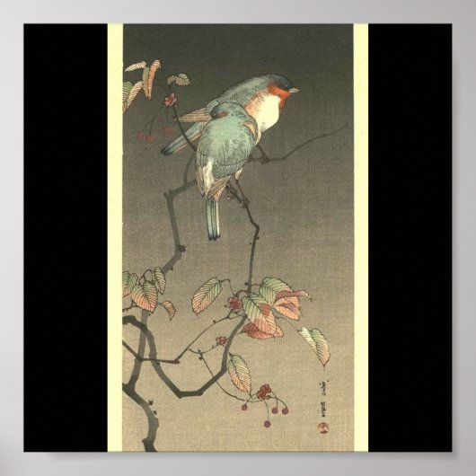 Blue Birds at Night by Seitei Watanabe 1851-1918 ポスター (正面)