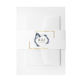 Blue Birds on a Branch金ゴールドフレームフローラI 招待状ベリーバンド