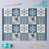 Blue Birds & Snowflakes Christmas Winter Decoupage 薄葉紙 (クラフト)