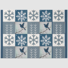 Blue Birds & Snowflakes Christmas Winter Decoupage 薄葉紙