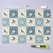 Blue Birds & Snowflakes Christmas Winter Decoupage 薄葉紙 (クラフト)