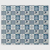 Blue Birds & Snowflakes Christmas Winter Pattern ラッピングペーパー (フラット)