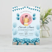 Blue Birthdayモダン Partyへの招待 招待状 (スタンド正面)