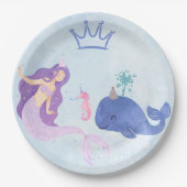 Blue Birthday Invitation ペーパープレート (正面)