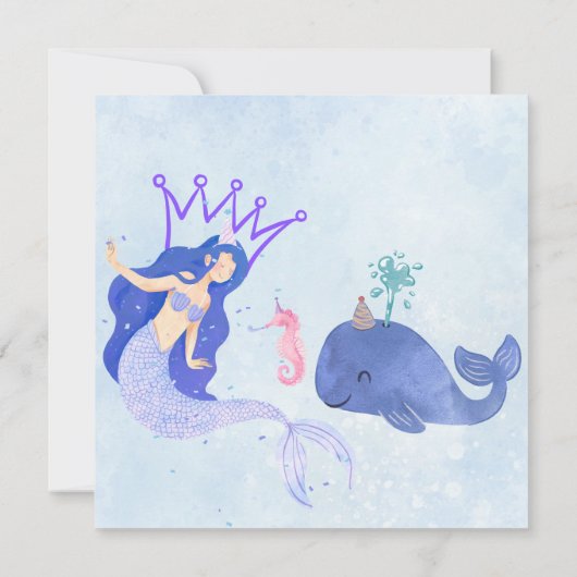 Blue  Birthday Invitation 招待状 (裏面)